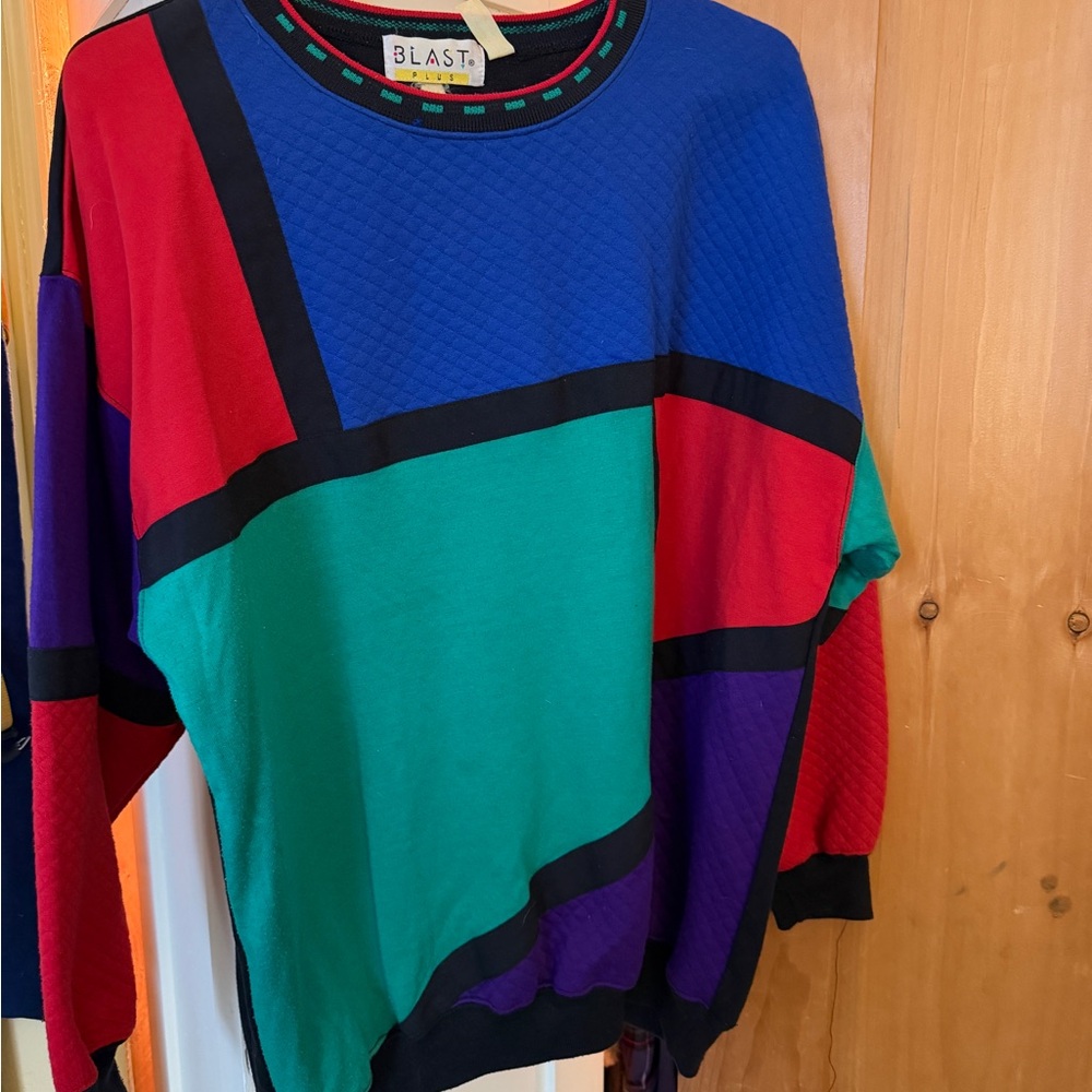 BLAST Colorblock Crewneck Sweater - Blue, Green, Red, Purple